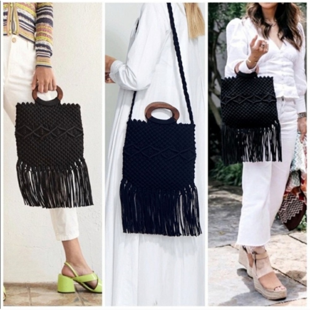 Danielle Nicole Black Macrame Bag